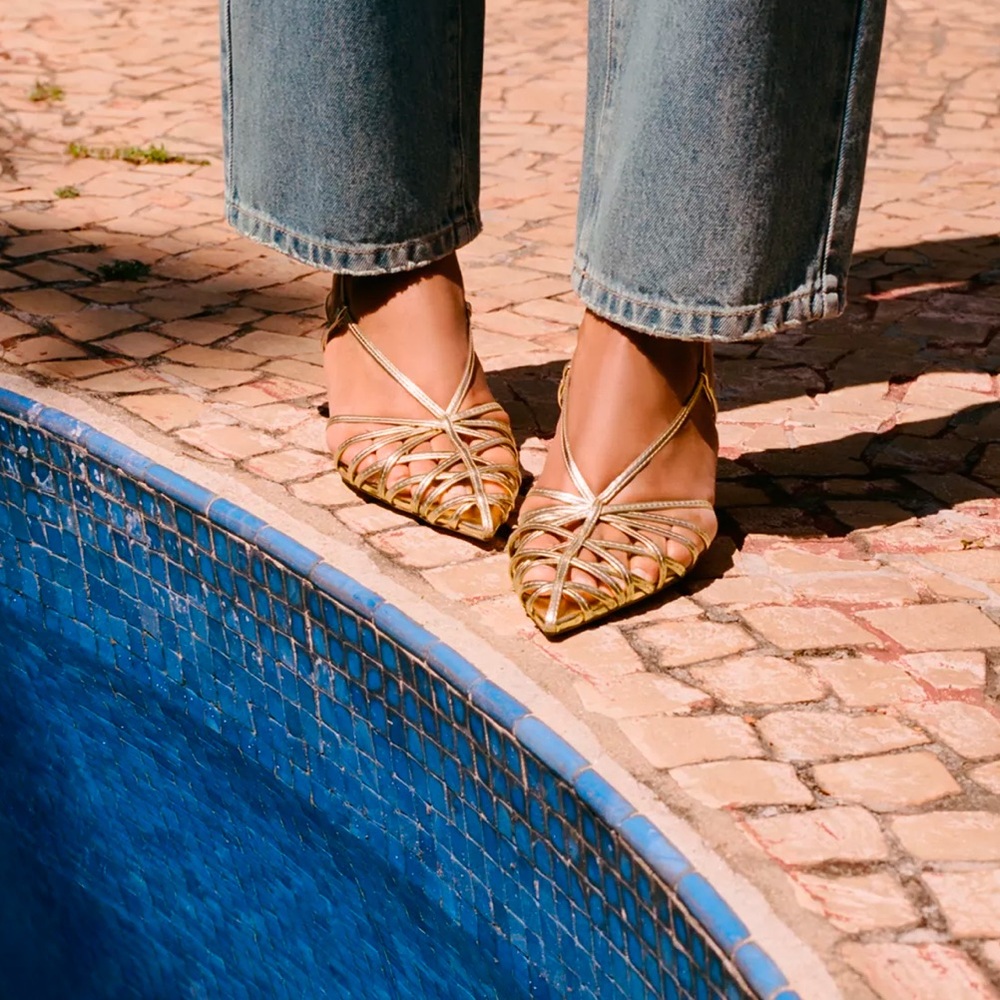 ZARA Metallic Effect Heeled Slingbacks - Picture 4 of 5